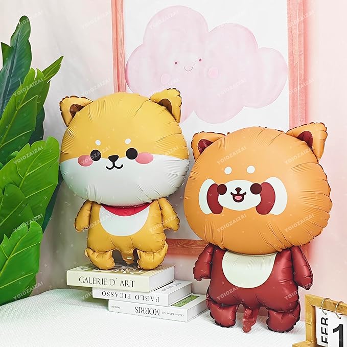 2PCS Dog Animal Balloon Little Panda Animal Balloon Pet Puppy Birthday Mylar Foil Balloon For Boys Girls Pet Dog Little Panda Zoo Birthday Theme Anniversary Baby Shower Party Decorations Suppiles