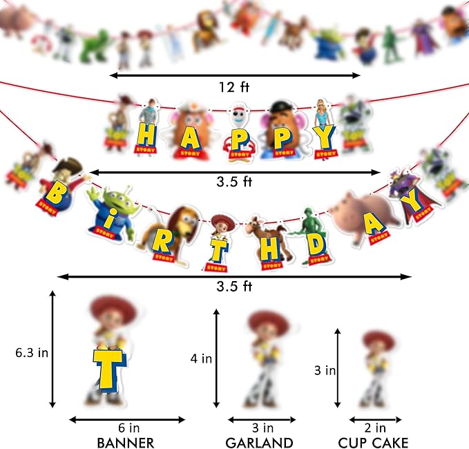 "Toy Stry Theme Birthday Party Supplies – Cartoon Character Decorations Inspired by Woody & Friends – Perfect for Birthday Parties, School Events, Family Gatherings, and Movie-Themed Celebrations"
