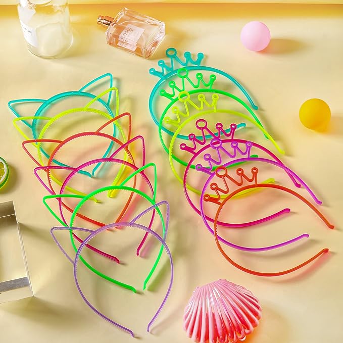 Glow in The Dark Party Supplies Cat Ear Crown Heads for Birthday Party Halloween Party