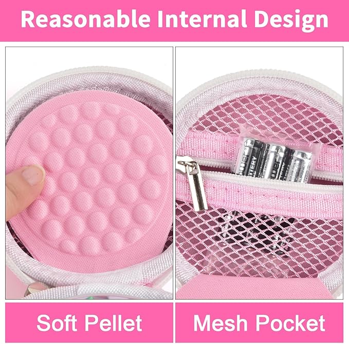 casmilee Toy Case for Punirunes/for Tamagotchi Interactive Digital Pet, Kids Virtual Electronic Pets Holder with Partition to Protect Screen & Mesh Pocket for Small Accessories- Box Only (Pink)
