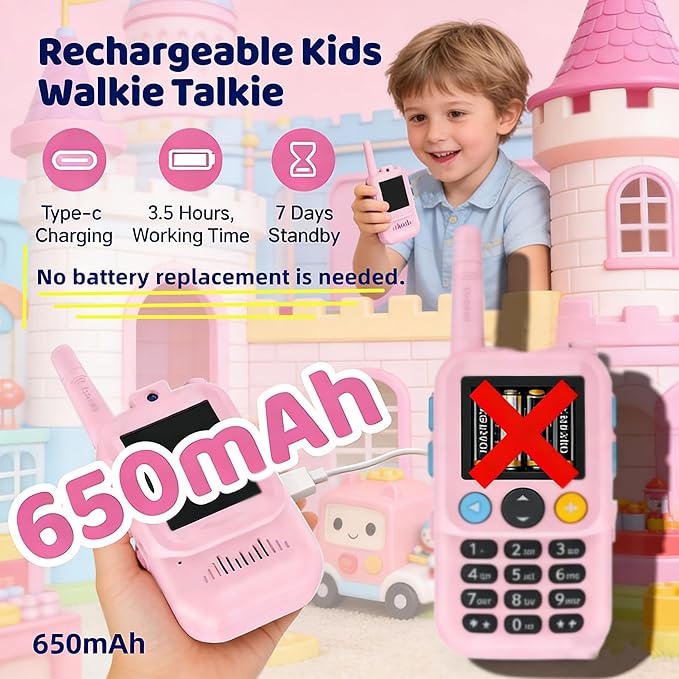 Video Walkie Talkies Toys for Kids Ages 3-12 – Rechargeable USB Two-Way Radios with Camera, 2 Packs Handheld Intercom for Indoor Outdoor Family Games, Camping, Hiking & Birthday Gifts (Blue & Blue)
