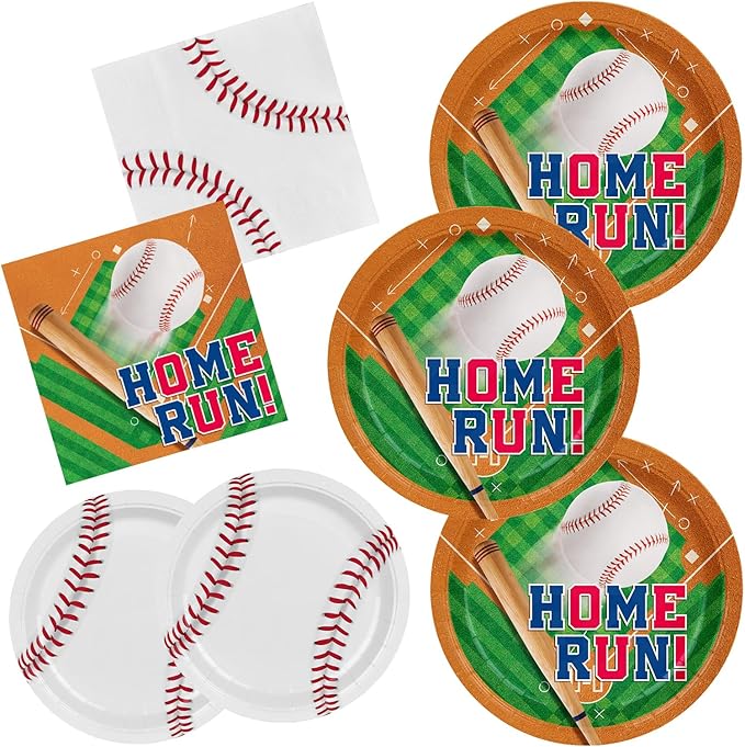Baseball Party Supplies Kit for 50 - Complete with Dinner & Dessert Plates and Napkins- Baseball Birthday & Gameday Celebrations -Baseball Party Decorations &