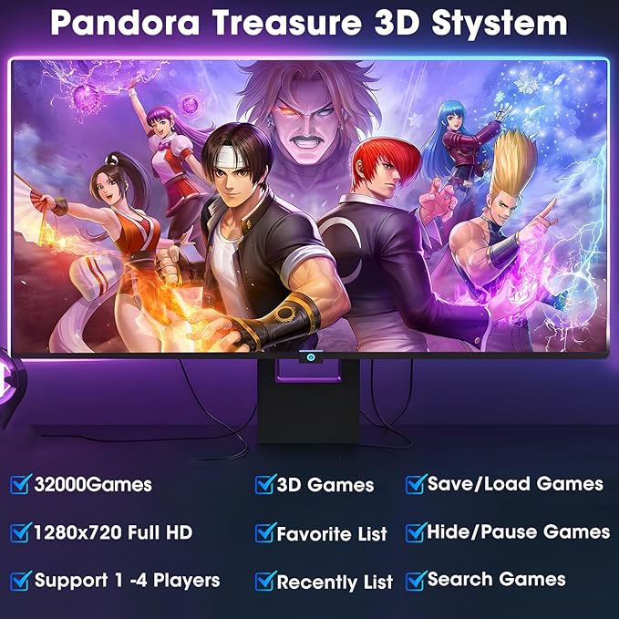 32000 in 1 Pandoras Box,Retro Arcade Game Console with Two Separate Host for PC & Projector & TV,3D Games,1-4 Players, Favorite List Game Category Save/Search/Hide/Pause