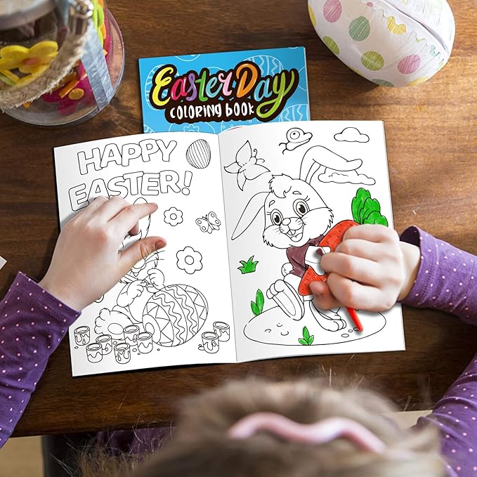 Omgouue Easter Day Coloring Books Kids Indoor Activities at Home Party Favors Supplies 24 Pack