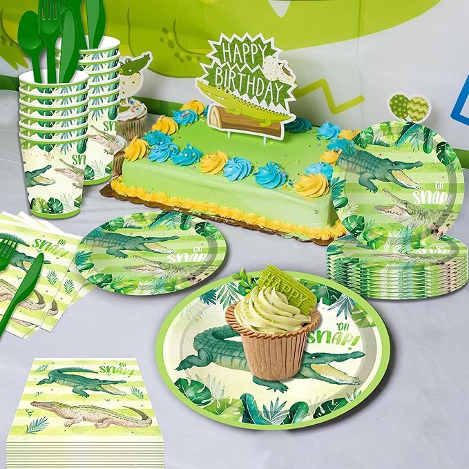 116 Ps Crocodile Party Supplies 16 Guests Crocodile Party Decorations Including Crocodiles Partys Paper Plates Dinner Plates Napkins Cups Set