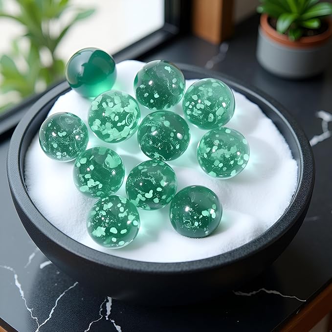 10Pcs Glass Marbles Glow in The Dark Multi-Color Luminous Marbles Marble Games and DIY Home Decoration Marble Runs Learning and Education (0.47 inch) (Green)