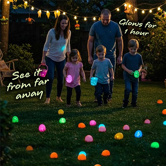 ArtCreativity Glow in the Dark Easter Eggs Set - 102 Eggs and 144 Glowsticks - Multiple Colors for a Glowing Spectacle - Unique Easter Egg Hunt Supplies - Glow in the Dark Party Favors