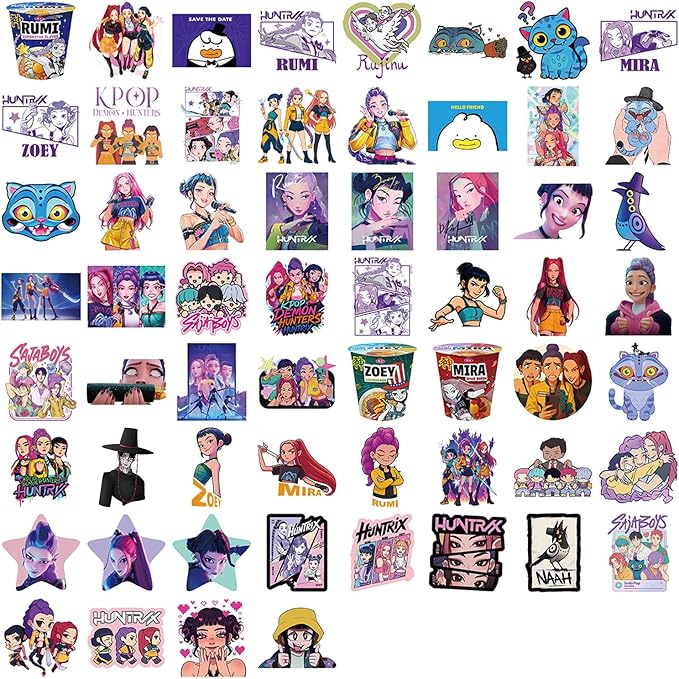 109pcs Kpop Demon Hunters Party Supplies Birthday Decorations Set Include Banner, Balloons, Stickers, Hanging Swirls, Cake Cupcake Toppers, Tablecloth for Boys Girls Demon Hunters Theme Party (Pink)