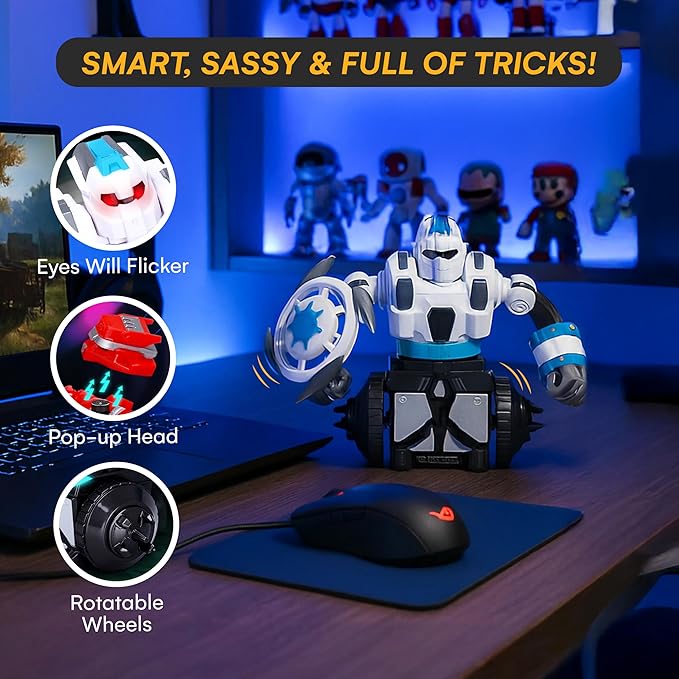 Top Race Remote Control Fighting Toy – 2-Pack Red & Blue RC Robots with Lights, Sounds & 360° Rotation – Interactive Intelligent Playset for Kids – Fun Remote-Controlled Battle Action