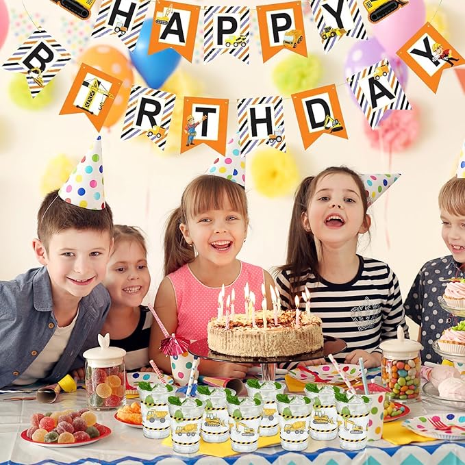 50Pcs Construction Cups, 12oz Construction Themed Party Cups for Home Birthday Supplies Baby Shower Party Favors Table Decorations