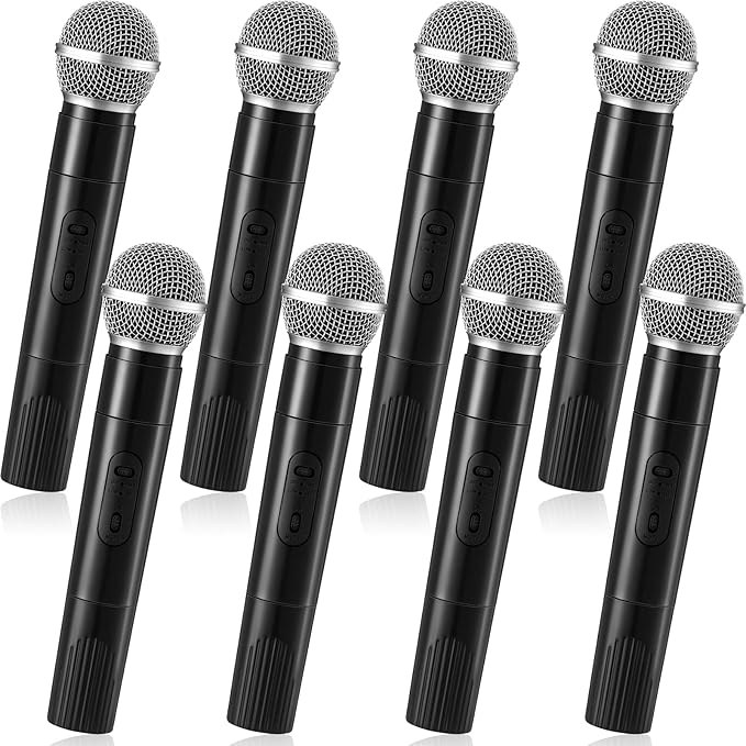 Zubebe 8 Pack Fake Microphone Prop Bulk Pretend Plastic Microphone Toy Fake Mic Pack for Costume Karaoke Music Swift Cosplay Mic Party Favor Arts Crafts Centerpiece Decor