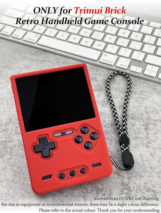 Silicone Case for Trimui Brick Retro Handheld Game Console, Soft Skin Cover for Trimui Brick Accessories, Anti-Scratch Washable TrimuiBrick with Lanyard (Red)