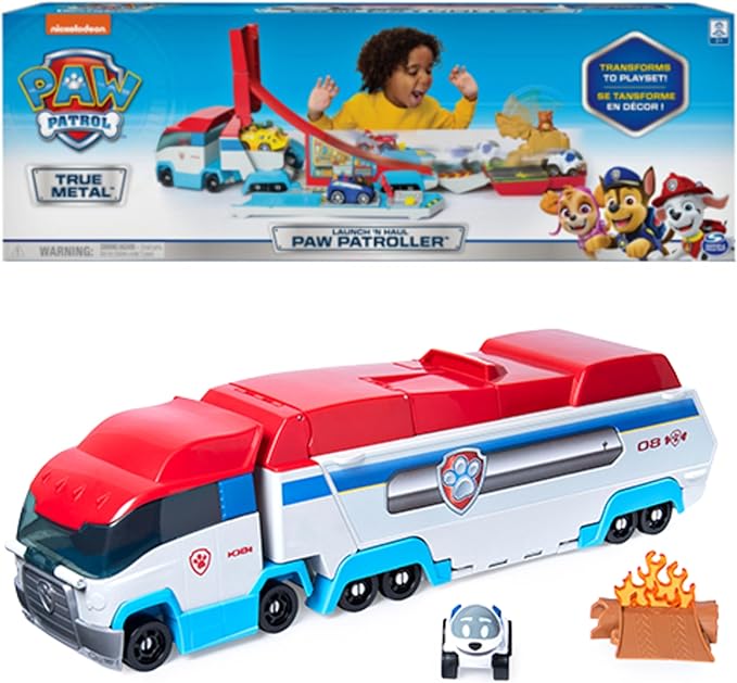 PAW Patrol, Launch’N Haul PAW Patroller, Transforming 2-in-1 Track Set for True Metal Die-Cast Vehicles, Kids Toys for Boys & Girls Ages 3 and Up