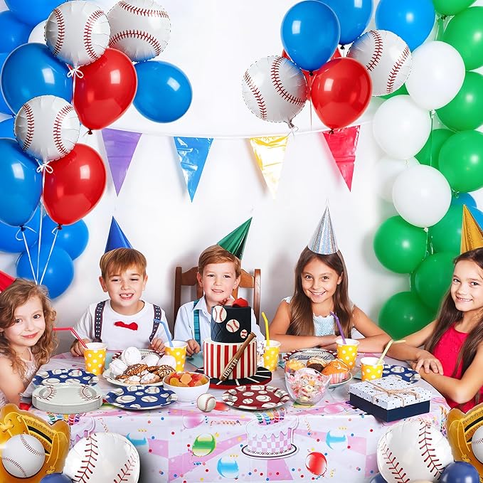 48PCS Baseball Plates, 7" Party Plates Disposable Paper Plates Baseball Themed Decorations for Baseball Birthday Gameday Celebrations Supplies