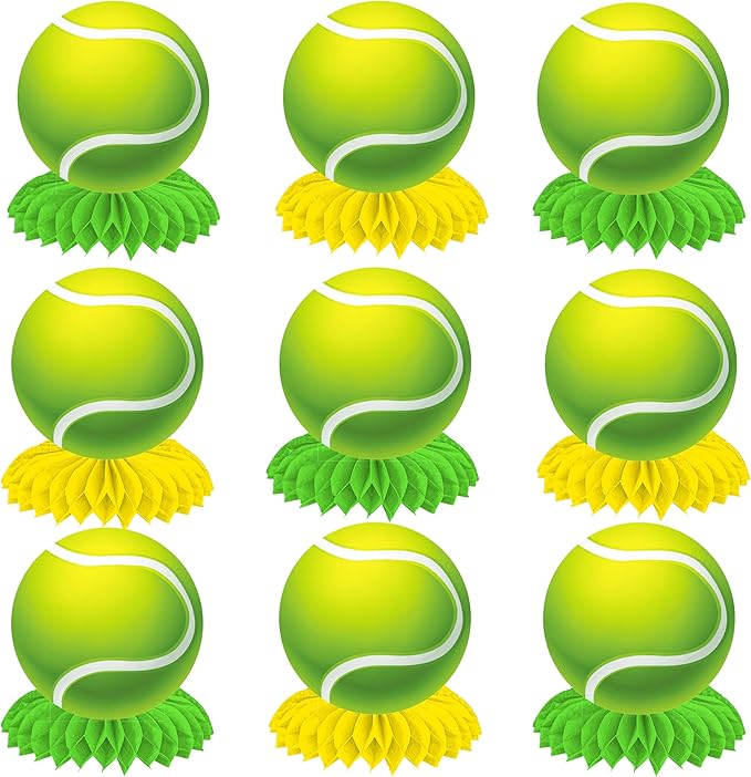 C L cooper life Tennis Party Honeycomb Centerpieces for Tennis Ball Birthday Party Decorations Sport Theme Centerpiece Decoration for Sport Theme Baby Shower Supplies