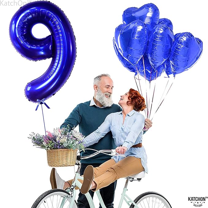 KatchOn, Giant Royal Blue Number 9 Balloon - 40 Inch | Foil 9 Birthday Balloon for 9th Birthday Decorations | 9th Anniversary Decoration | Royal Blue Party Decoration