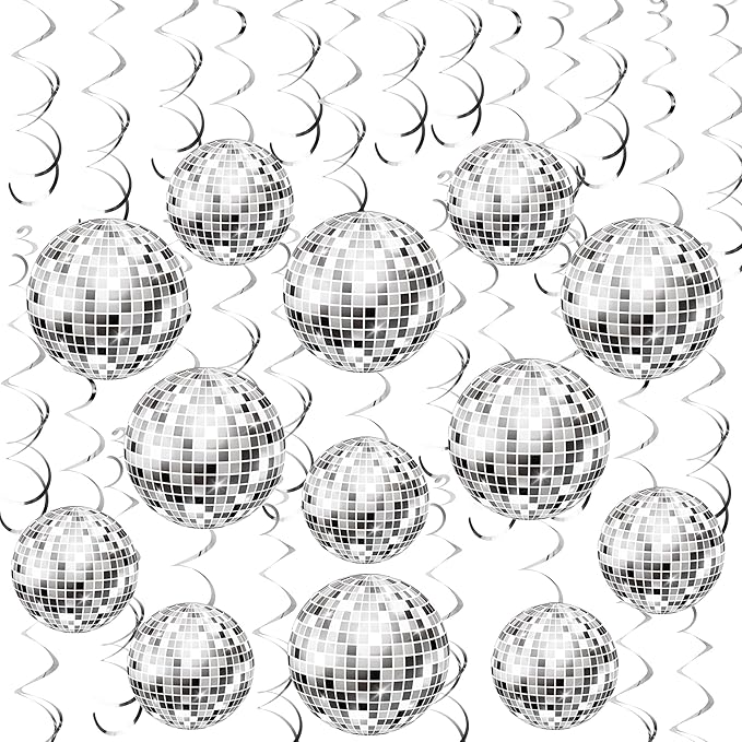 54 Pieces Disco Party Decorations Disco Ball Hanging Swirls 70s Party Hanging Swirls Ceiling Decor for Disco Fever Party 70s Hippie Birthday Party Favors Supplies