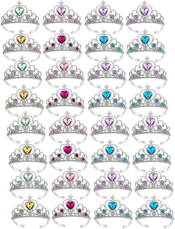 S & E TEACHER'S EDITION 32 Pcs Tiaras Crown Set, Princess Dress Up Costume Party Accessories Costume Xmas Party Favor Plastic Crown for Girls Women Kids