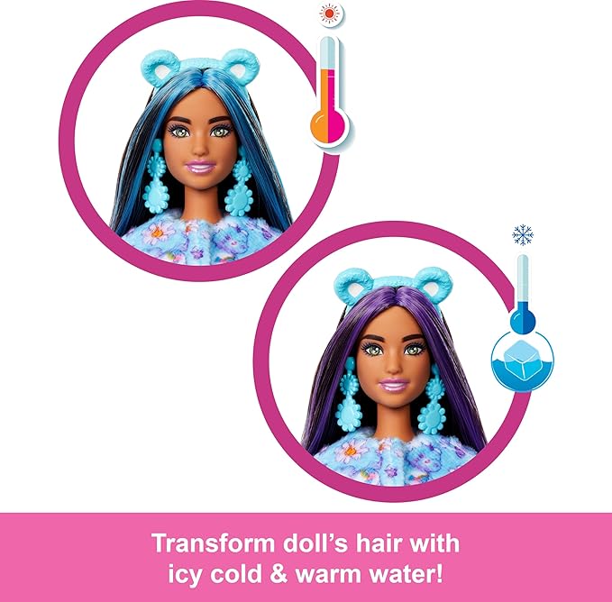 Barbie Cutie Reveal Care Bears Doll & Accessories, Series 2 Dream Bright Bear with 10 Surprises Including Color Change & Mini Bear