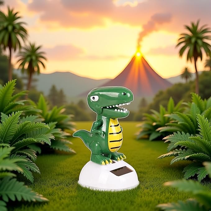 Green Solar Powered Dancing Dinosaur,Decoration Gift,Swinging Dancer Ornaments,No Battery Required,Desk and Dashboard Decor Home Decor Birthday Gifts Solar Power Kits Learning and Education