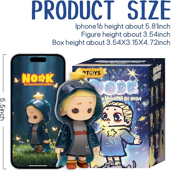 52TOYS Nook My Little Universe at Night 1PC, Collectible Toy Kawaii Action Figures Creative Gift Room Decor Desktop Decoration 3.5 Inch, Gift for Birthday Party
