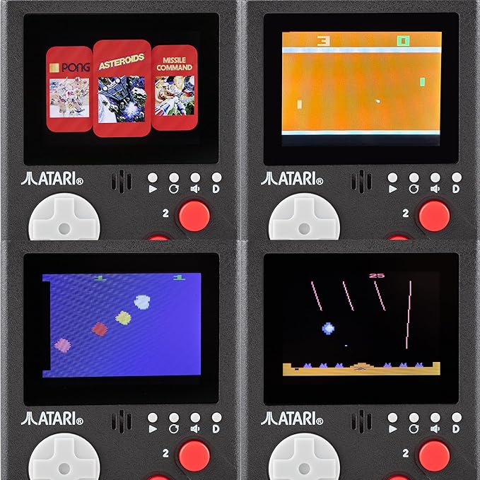 Official Atari Cartridge Handheld Mini Arcade Console with 3 Games - Pong, Asteroids & Missle Command, 2" Colour Screen, Keyring, Gaming Gift for Him and Her