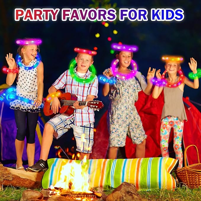 Glow Sticks Goodie Gift Bag Stuffers for Kids 36 PCS,Light up Pop Tube Bracelet Necklace for Toddlers,Glow in the Dark Party Favors Decorations,Easter Basket Essentials Ideas Games Prizes for Boy Girl
