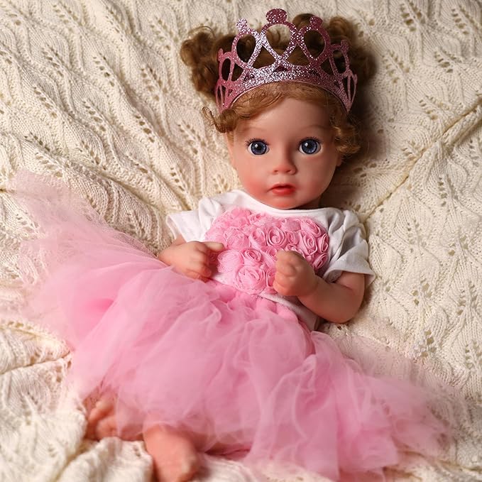 BABESIDE 3 Pcs Baby Doll Clothes Set for 12-16 Inch Babydolls Girls, Heart Pattern Baby Doll Accessories with Dolls Skirt and Crown Headband for Realistic Babydolls Girl