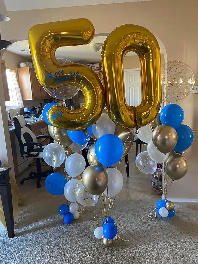 Balloon Numbers 40 Inch 5 Ballon for 5th Birthday Decorations, 15 25 35 50 Big Gold Number Balloons for Wedding Graduation Party Decor