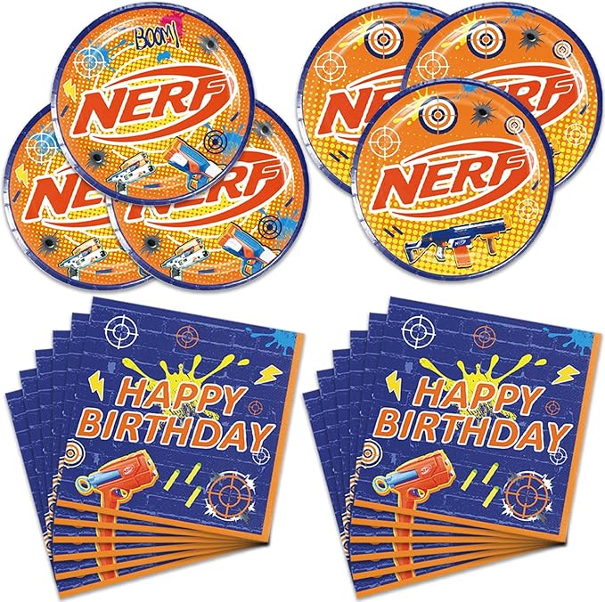 40Pcs Dart Battle Themed Party Supplies Include Plates and Napkins for 20 Guests Dart Battle Party Favors Birthday Decorations