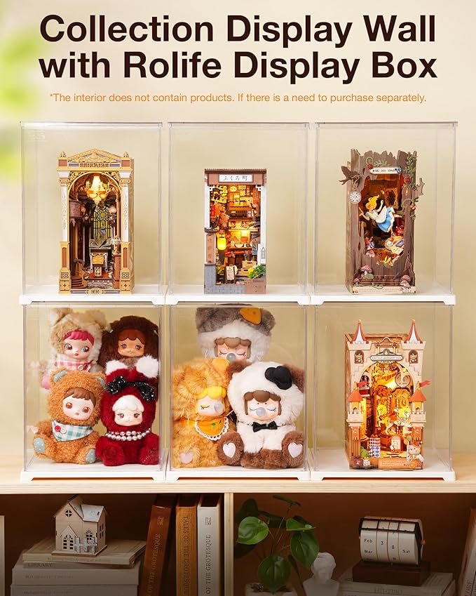Rolife Dust Cover for DIY Miniature House, 9.8 x 9.8 x 12.2 Inches Clear Acrylic Display Case for Rolife Book Nook Kits, Transparent Protective Showcase for Collectibles & Action Figures