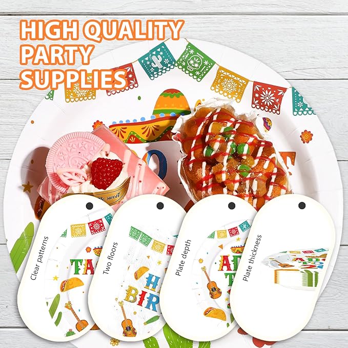 96Pcs Taco 30th Birthday Party Supplies Mexican Fiesta Adios To My 20s Plates and Napkins Disposable Mexican Tableware Sets for Adults Cinco De Mayo 30 Years Old Birthday Decorations,Serves 24