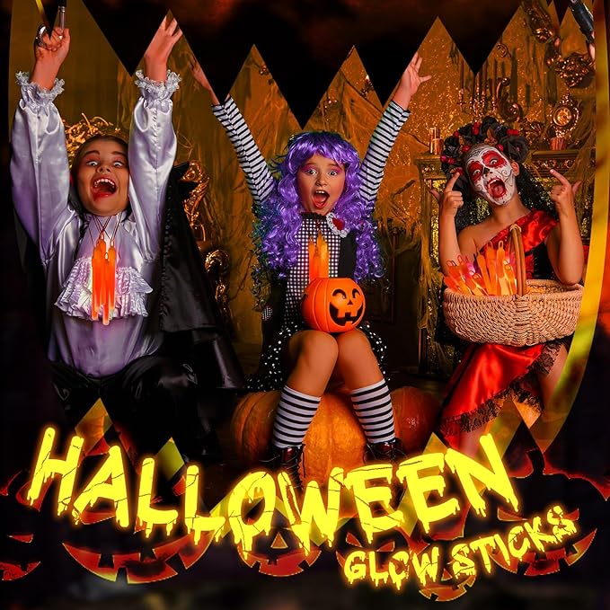 Lewtemi 100 Pack 4" or 6" Bright Glow Sticks Bulk, Glow in the Dark Party Supplies Birthday and Holidays (4 Inch,Orange)