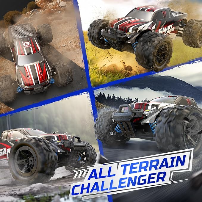 DEERC 9300E Remote Control Car High Speed RC Cars for Kids Adults 1:16 Scale 40 KM/H 4WD Off Road Monster Trucks,2.4GHz All Terrain Toy Trucks with 2 Rechargeable Battery