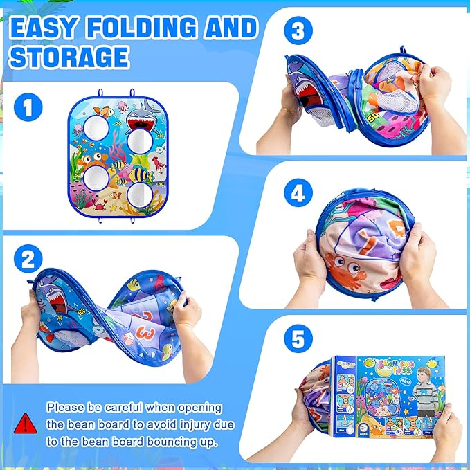 Bean Bag Toss Game for Kids, Cornhole Board Toddler Toys for Kids Party Activity and Outdoor Yard Backyard, Birthday Gift or Christmas for Aged 3 4 5 6 7 8 Year Old Boys