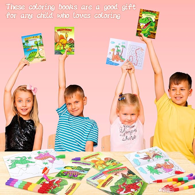 BenLouis 24 Pcs Dinosaur Mini Coloring Books Kids Dino Party Favors Small Activity Books Bulk for Kids Dinosaur Jurassic Birthday Goodie Bags Stuffers Return Gifts Classroom Travel