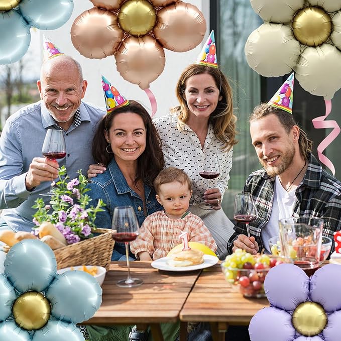 ZHENGYE 10 Daisy Balloons - Flower Mylar Balloons for Baby Shower, Wedding, Birthday Party Decoration Supplies