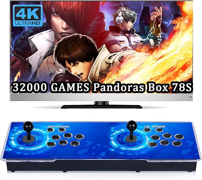 RegiisJoy 32000 Pandora Box 78S Retro Arcade Gaming Console, 4 Player 3D Magical Modified Game, Search Save Delete Cheat Function, Favorite List, One-Button Combo, 128G TF, 12 Grid Classification