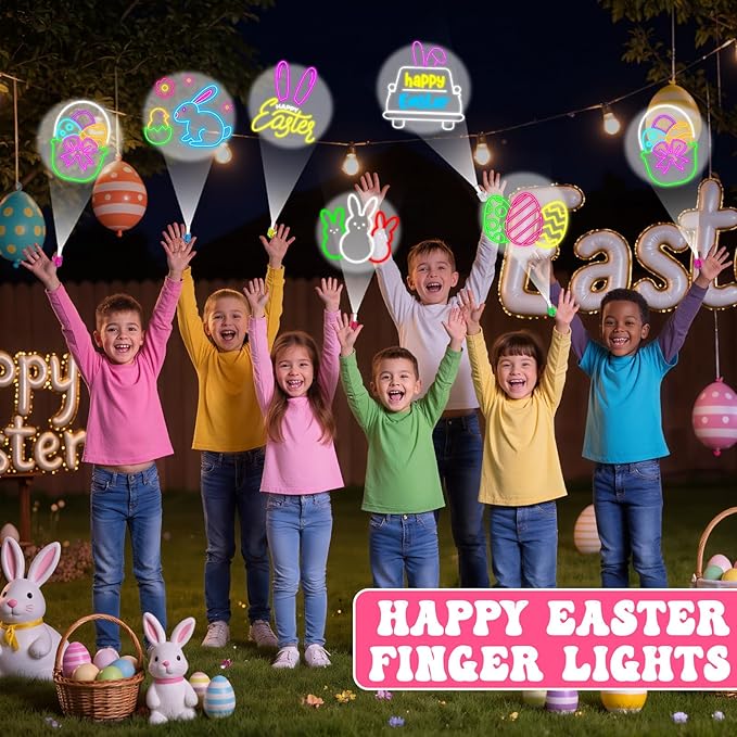 36Pcs Easter LED Finger Lights Bunny Egg Party Favors Glow in the Dark Light Up Finger Lights Themed Toys Bulk for Birthday Party Goodie Bag Stuffer Birthday Gifts Classroom Prize