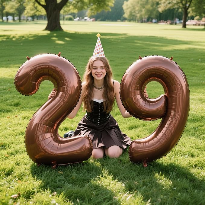 40 Inch Dark Brown Balloon Number 29,Chocolate Jumbo Mylar Foil Helium Balloon for 29th Digital Balloons for Birthday Party,Wedding Anniversary Party Decorations