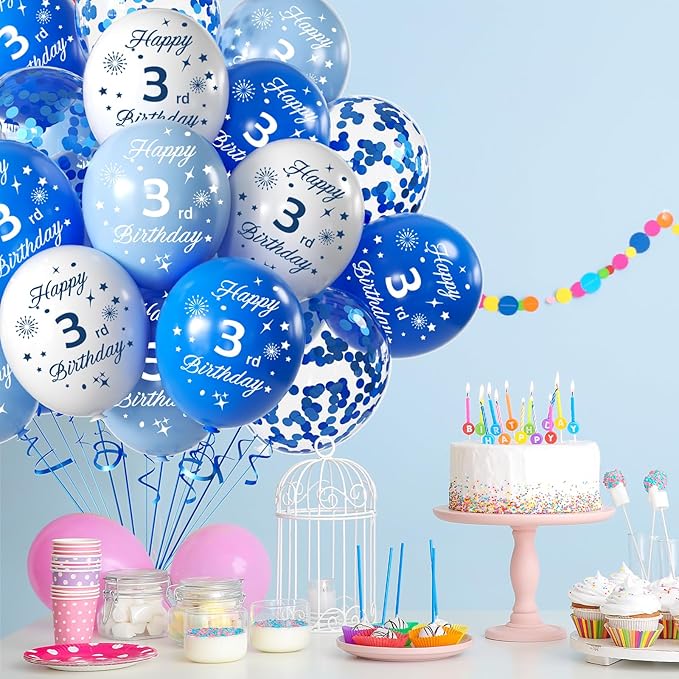 Blue 5th Birthday Balloons for Boys Girls 5th Birthday Party Decorations, 12inch 16pcs Blue White Happy 5th Birthday Balloons, Party Balloons Confetti Balloons for Boys Girls Theme Party Deocorations