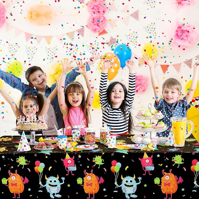 Buryeah 6 Pcs Monster Pattern Table Covers Plastic Birthday Table Cloths of Monster Pattern for Kids Boys Birthday Party Decoration Supplies, 54 x 108 Inch
