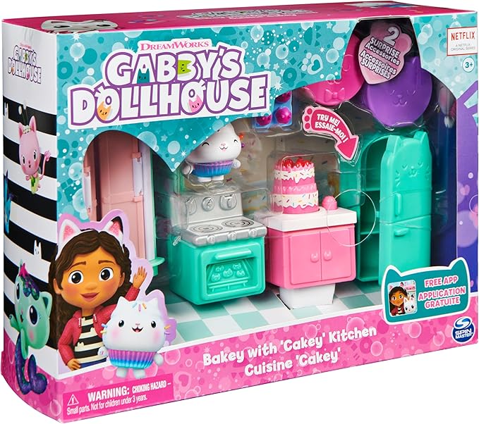 Gabby’s Dollhouse, Bakey with Cakey Kitchen with Figure and 3 Accessories, 3 Furniture and 2 Deliveries, Kids Toys for Ages 3 and up