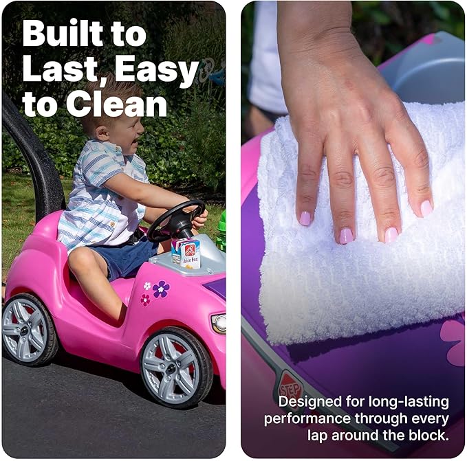Step2 Whisper Ride II Kids Push Cars, Ride On Car, Seat Belt, Horn, Toddlers Ages 1.5 – 4 Years Old, Max Weight 50 lbs., Quick Storage, Stroller Substitute, Pink