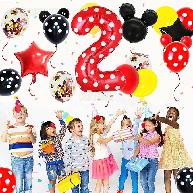 40 Inch Number 2 Foil Balloon Red Polka Dot for 2nd Birthday Kids Balloons Party Supplies Decorations
