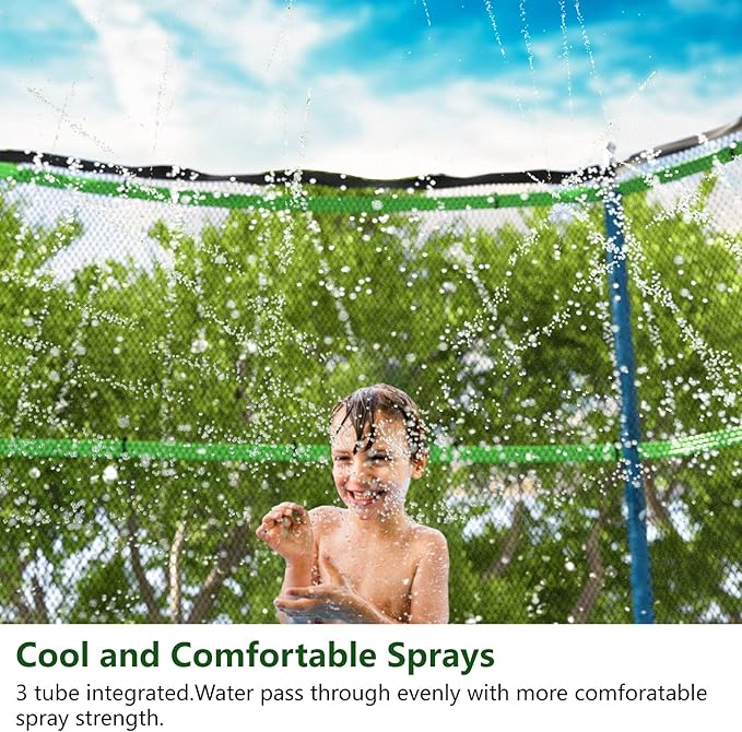 Jasonwell Trampoline Sprinkler Kids Outdside: Trampoline Accessories Waterpark Tropical Party Summer Outdoor Fun Water Games Toys Sprinklers Backyard Water Park Activity Toy for Kids Boys Girls (39FT)