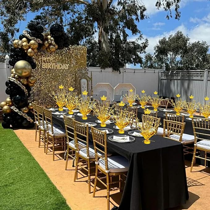 6 Pack Metallic Foil Spray Centerpiece Star Table Decoration Burst Table Centerpieces for Birthday Wedding Anniversary Graduation Holiday Party Supplies Decor (Golden Crown)