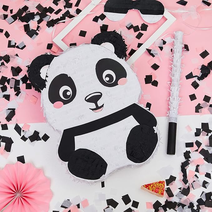 Panda Piñatas for Birthday Party Forest Animal Piñata with Stick, Blindfold, Confetti for Adults Birthday Baby Shower Party Supplies