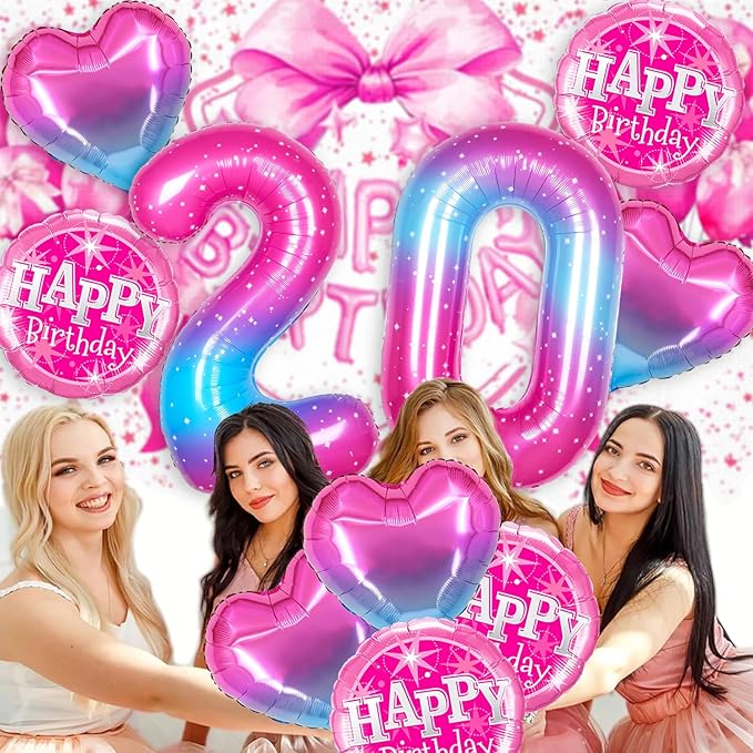 Gradient Number 9 Balloon for Hannah Montana Birthday Decorations, 40 inch Big Helium Number Balloons for Girls Birthday Party Celebration Decoration Supplies