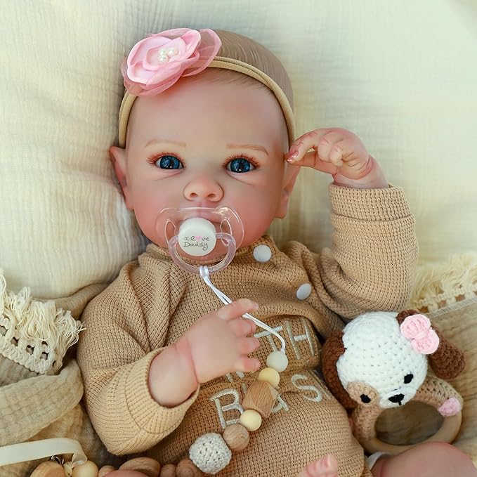Realistic Reborn Baby Dolls - 20 Inch Cute Real Life Baby Girl Doll, Lifelike Newborn with Full Vinyl Body,Real Baby Dolls with Accessories for 3+ Years Old Kids Gifts